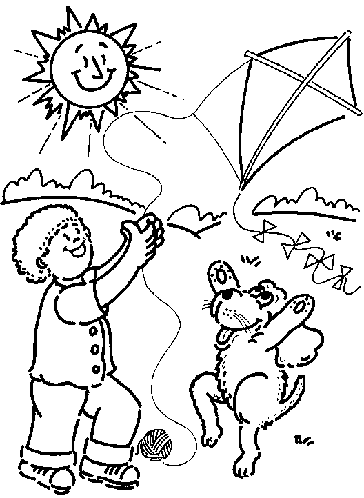coloring pages kids flying kites