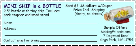 Coupon for Ship in a Bottle