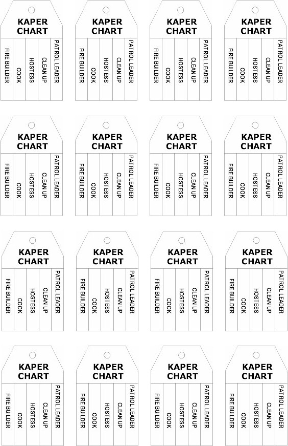 Printable Kaper Chart SWAP