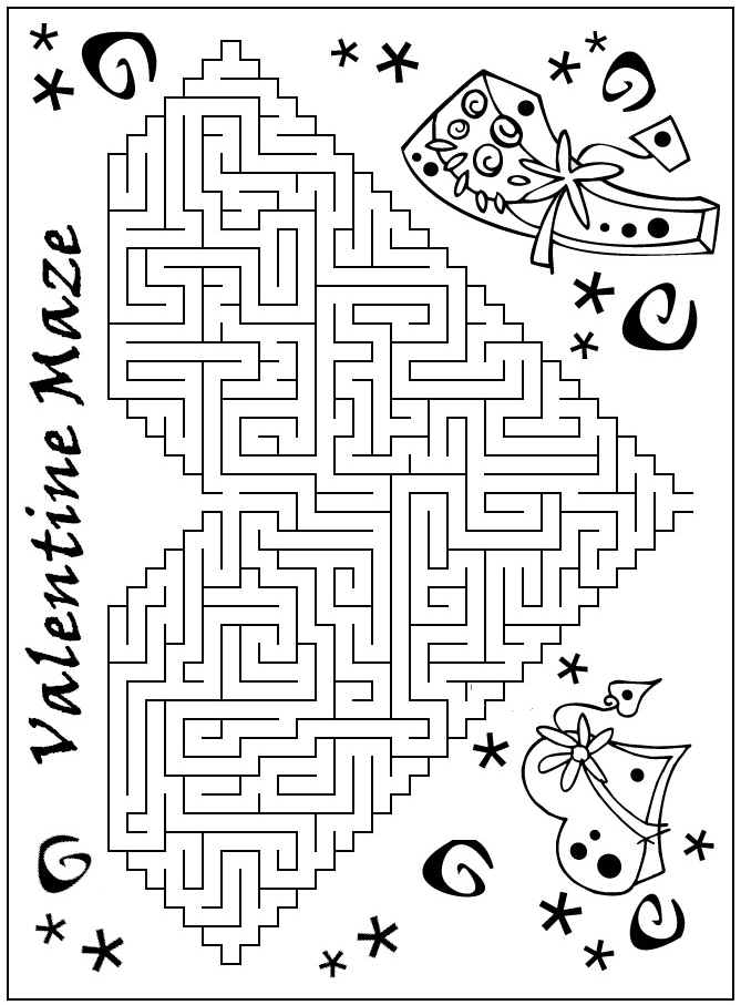valentine day mazes coloring pages - photo #11