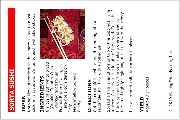 Sushi Recipe Card