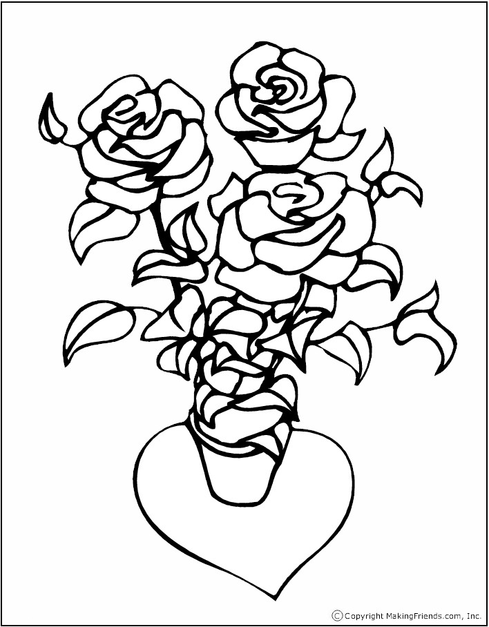 valentine roses coloring pages - photo #12